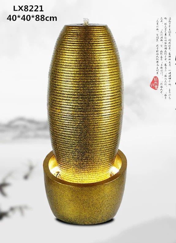 Water Fountain Gold Color Vase Lx8221 Feng Shui Home Decoration