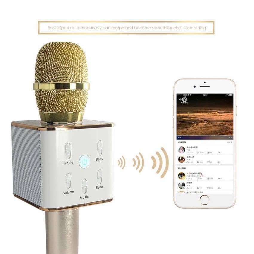 TUXUN Q7 Mobile Karaoke Wireless Bluetooth Speaker Microphone Mic (Gold)