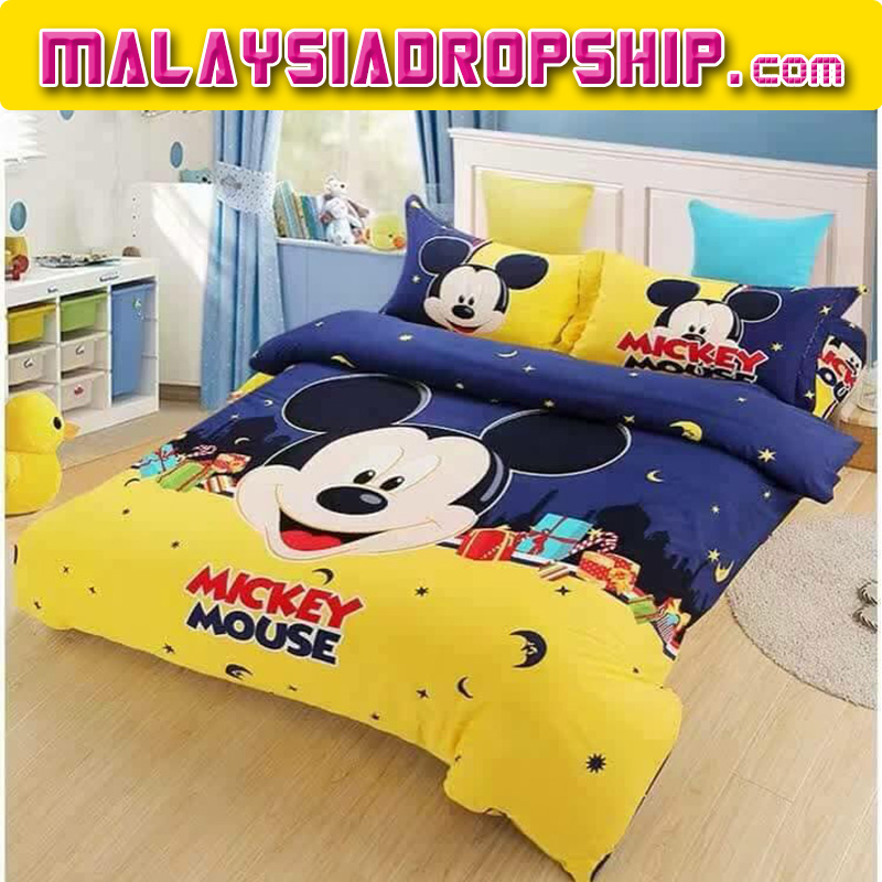 6 In 1 Set High Quality 800tc Mickey Minnie Mouse Bedding Queen Malaysiadropship