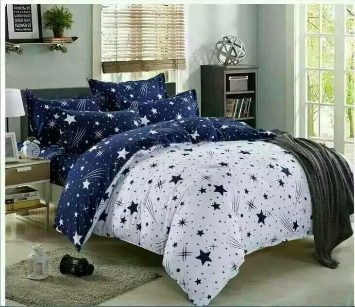 6 In 1 Set Quality 800tc Fashion Galaxy Star Bedding Bedsheet Malaysiadropship