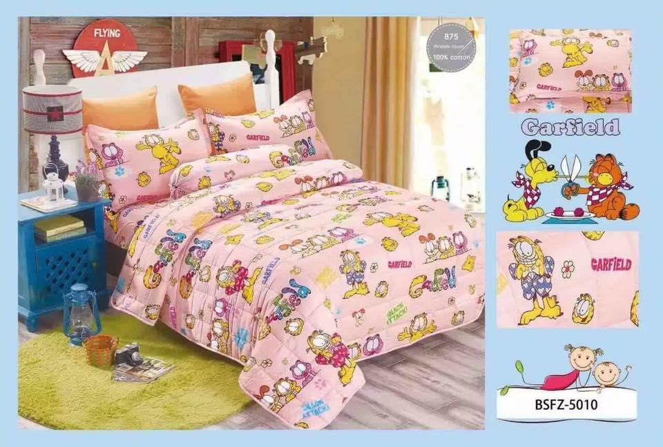 4 in 1 set quality 800tc garfield bedding bed sheet super single size super single sheet set